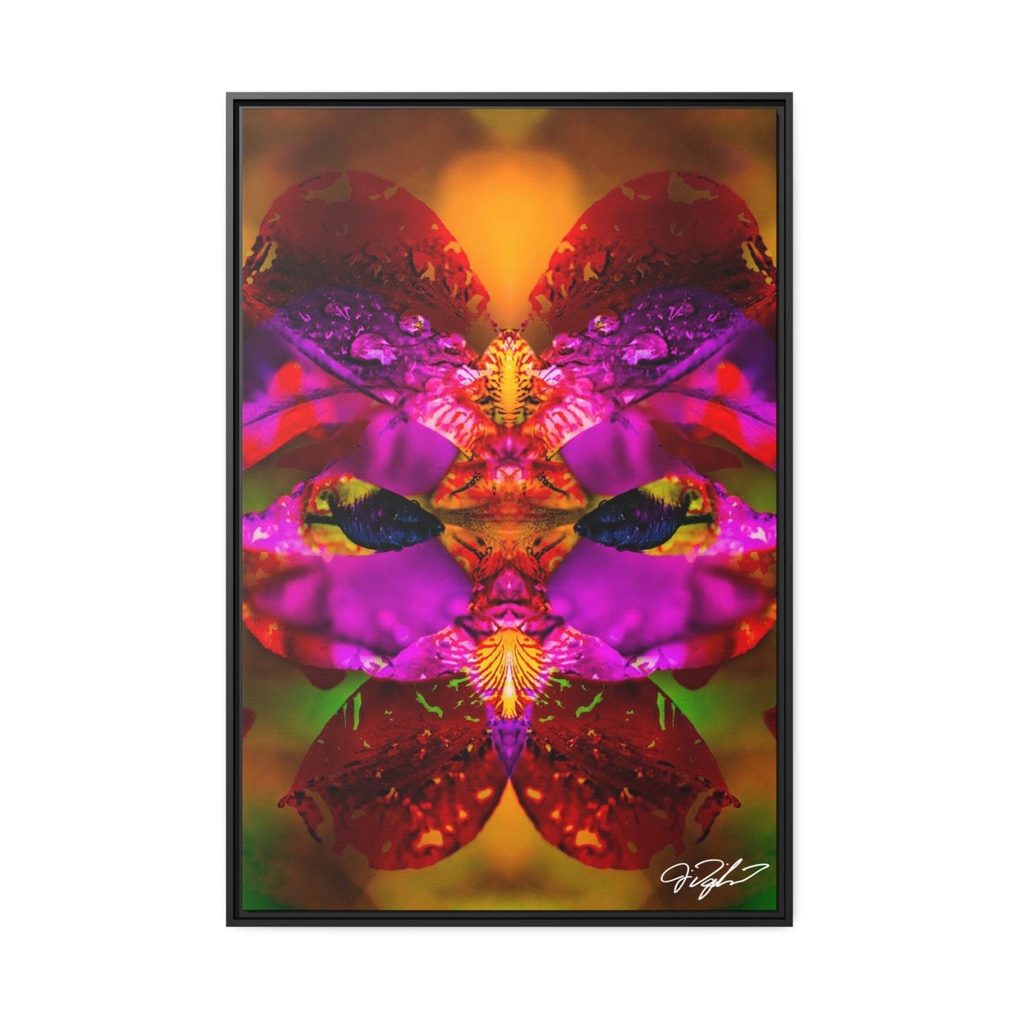 Butterflies Flower Heart :: Matte Canvas, Black Frame
