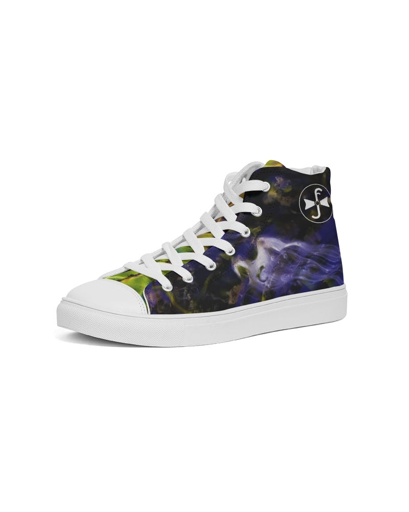 White Rider in Water Ripples Women's Hightop Canvas Shoe