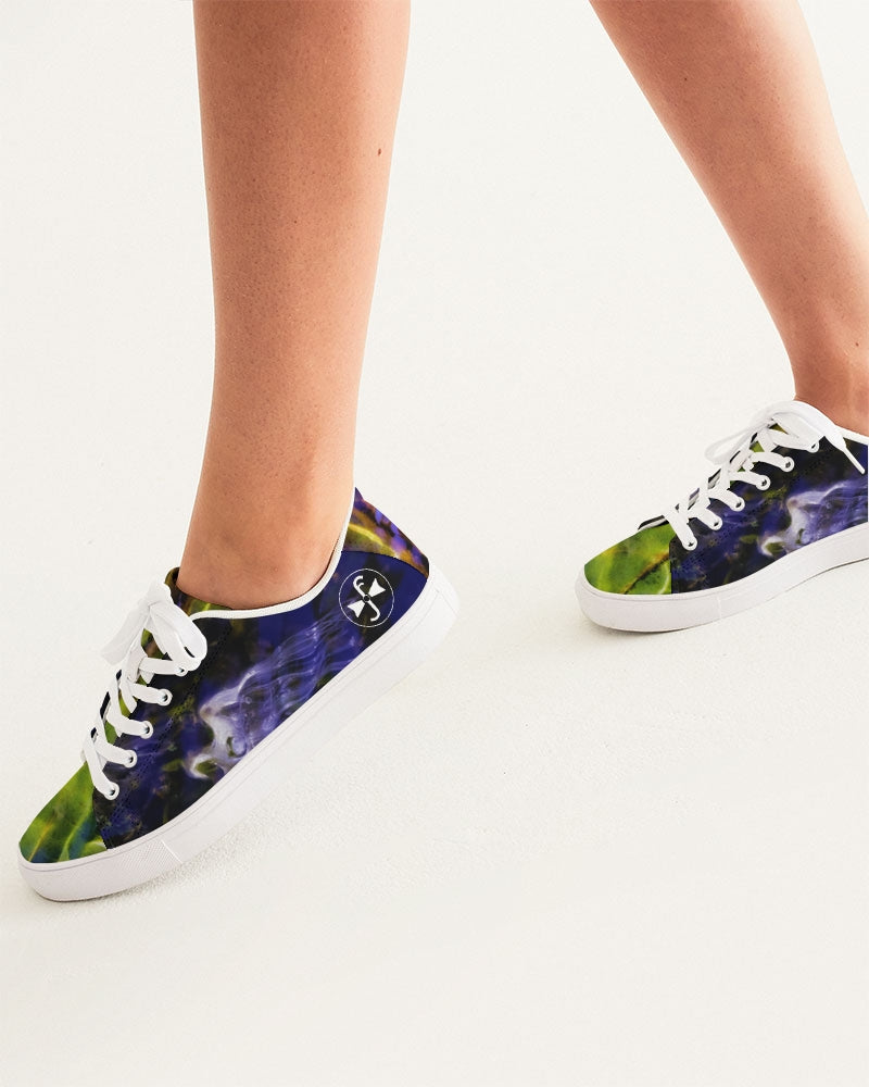 White Rider in Water Ripples Women's Faux-Leather Sneaker
