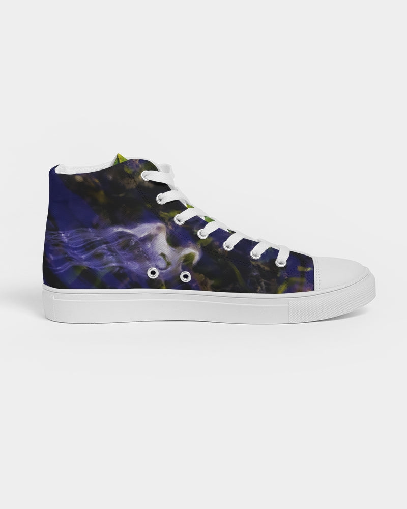 White Rider in Water Ripples Men's Hightop Canvas Shoe