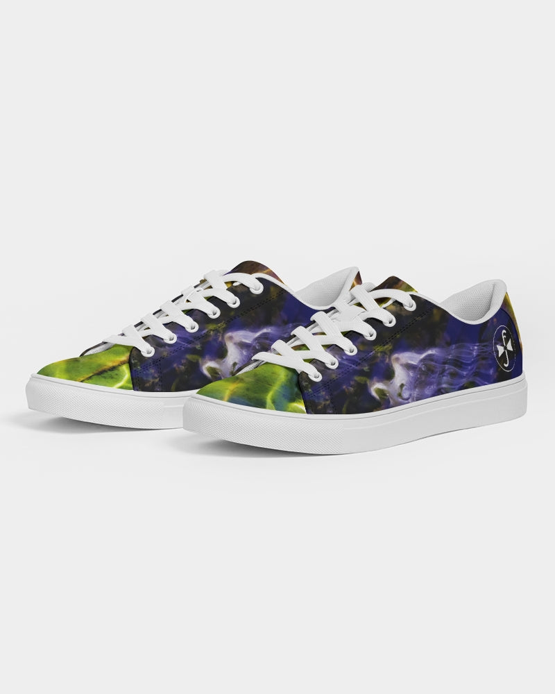 White Rider in Water Ripples Women's Faux-Leather Sneaker