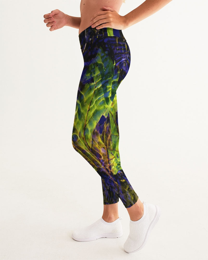 White Rider in Water Ripples Women's Yoga Pants