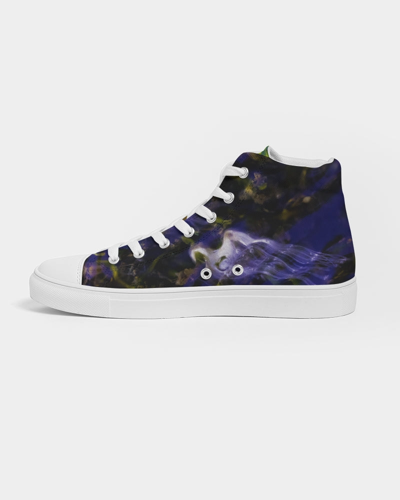 White Rider in Water Ripples Women's Hightop Canvas Shoe