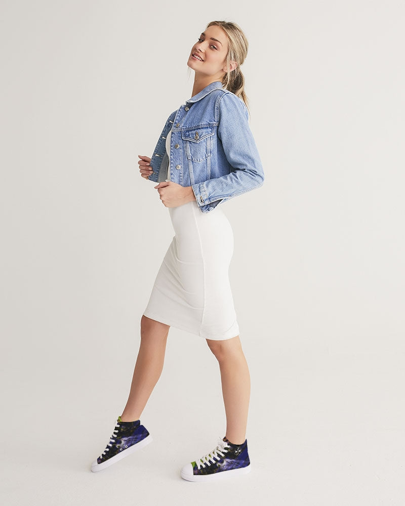 White Rider in Water Ripples Women's Hightop Canvas Shoe