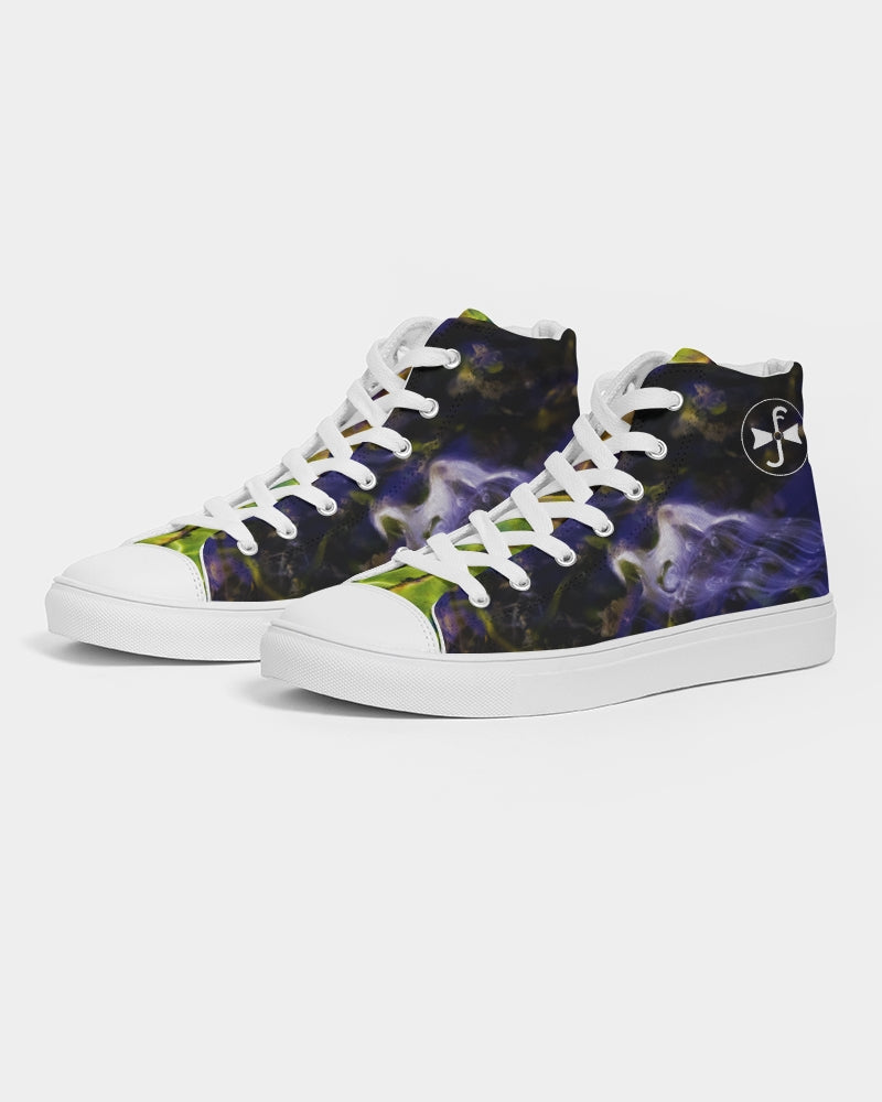 White Rider in Water Ripples Women's Hightop Canvas Shoe