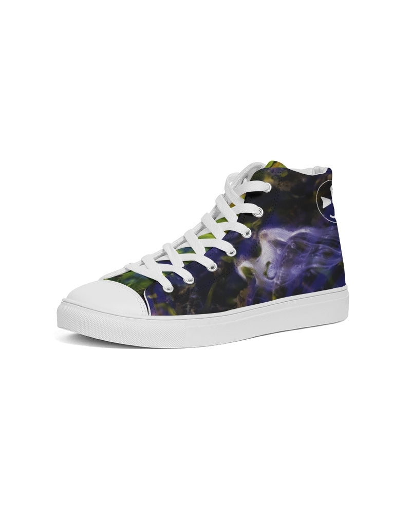 White Rider in Water Ripples Men's Hightop Canvas Shoe