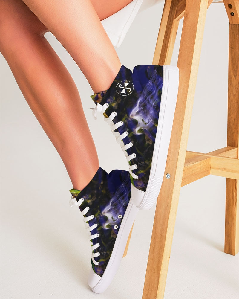 White Rider in Water Ripples Women's Hightop Canvas Shoe