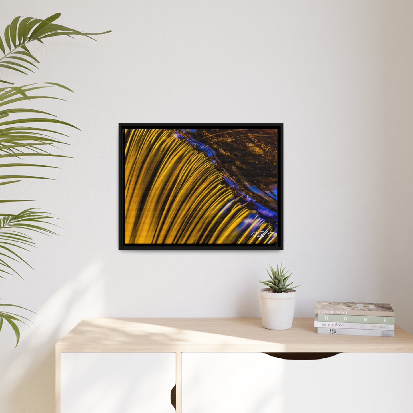 Golden Falls :: Matte Canvas, Black Frame