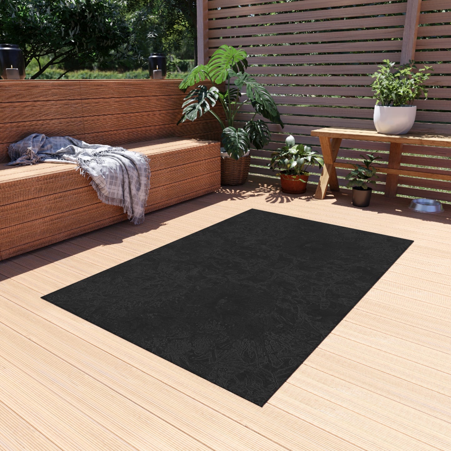Fall of the Leaf Gods :: Black :: Outdoor Rug